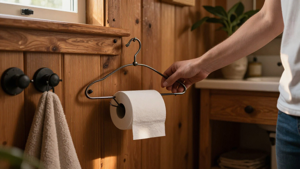 Skip Traditional Toilet Paper Holders: Grab A Hanger For Rustic Charm
