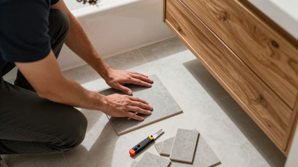 The Dunelm Adhesive Floor Tiles That Have Completely Transformed My Bathroom For £86