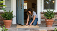 Woman Turns A Rug Into That Cutest Front Door Decor That Isn't A Wreath