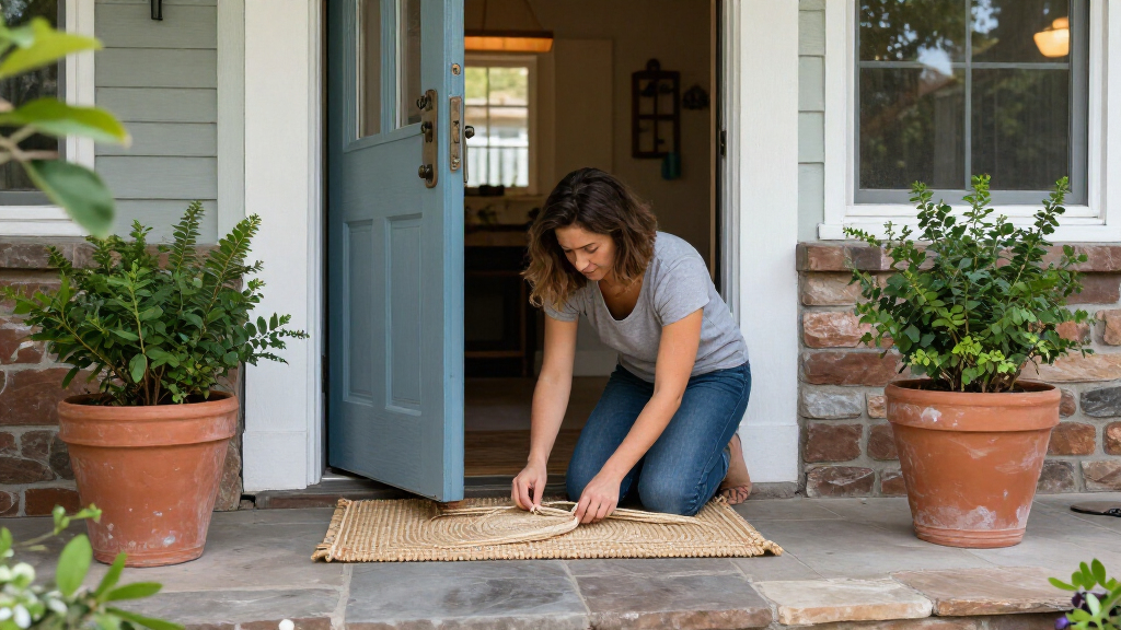 Woman Turns A Rug Into That Cutest Front Door Decor That Isn't A Wreath